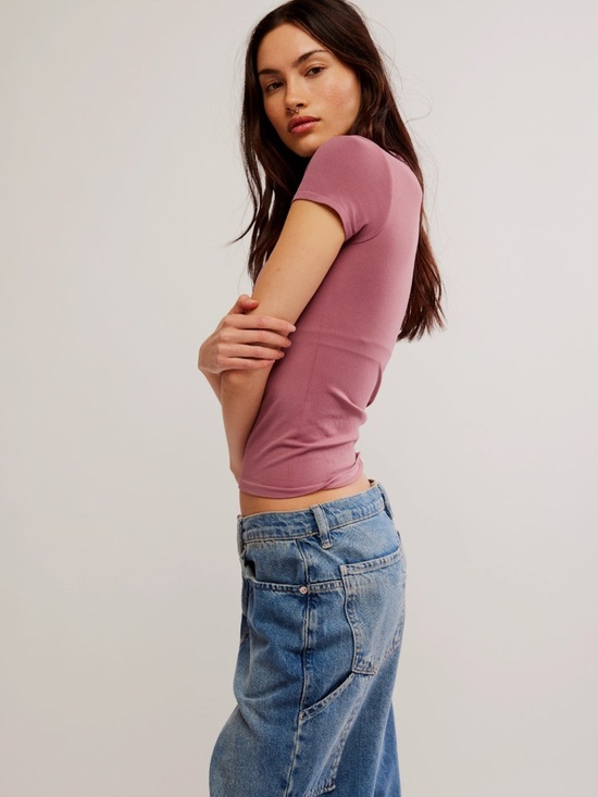 NWT Free People Intimately Clean Lines Baby T in Wild Ginger - Picture 2 of 4